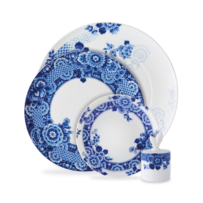 Vista Alegre Blue Ming Porcelain Floral Dinnerware Set, Service for 4