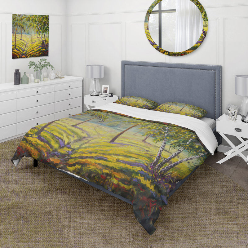 Ensemble de housse de couette Traditional Pine Trees and Bushes In The Forest II - Microfibre de polyester