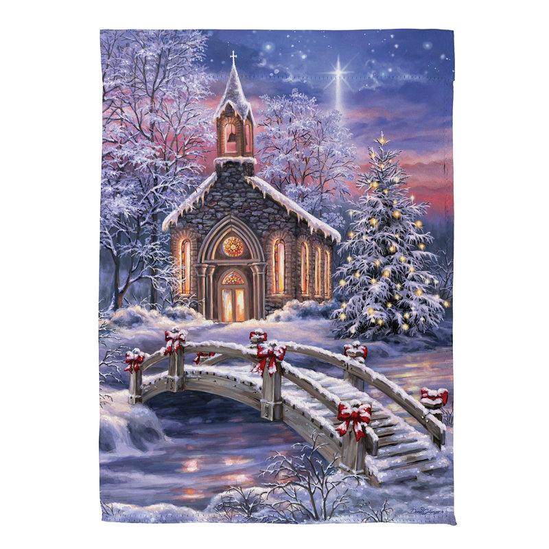 Drapeau de maison en daim Vibrant Winter Church