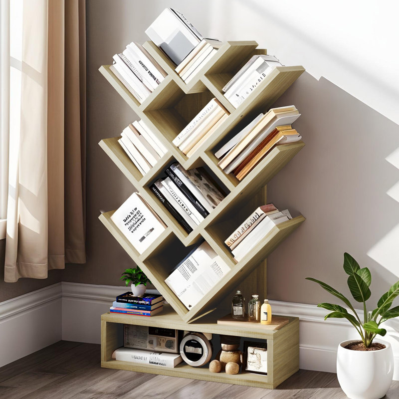 103cm H x 57cm W Geometric Bookcase, Beige