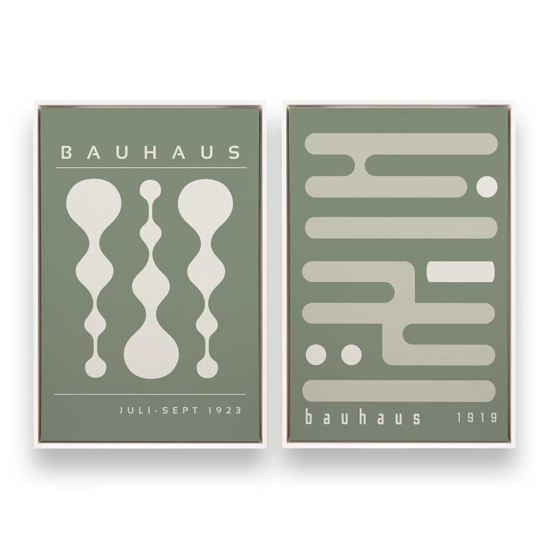 Ensemble rétro de 2 pièces Bauhaus, Cadre flottant blanc opaque, H 19 po x l 26 po