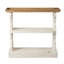 Console 35,5 po x 14 po x 32 po en bois vieilli blanc et naturel, console de style champêtre