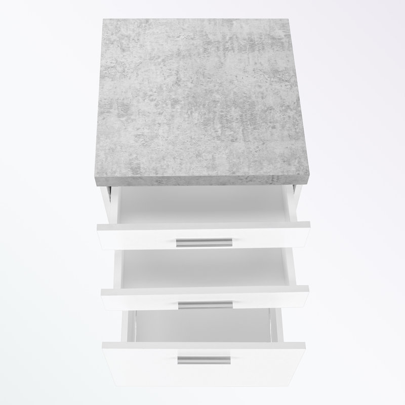 18.25'' Wide 3 -Drawer Mobile File Cabinet, White/Gray