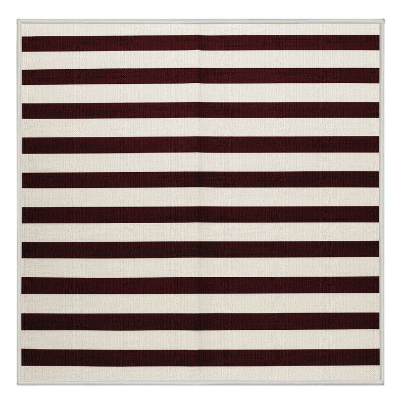 Tapis beige à rayures horizontales lavable à la machine, Carré 4 pi