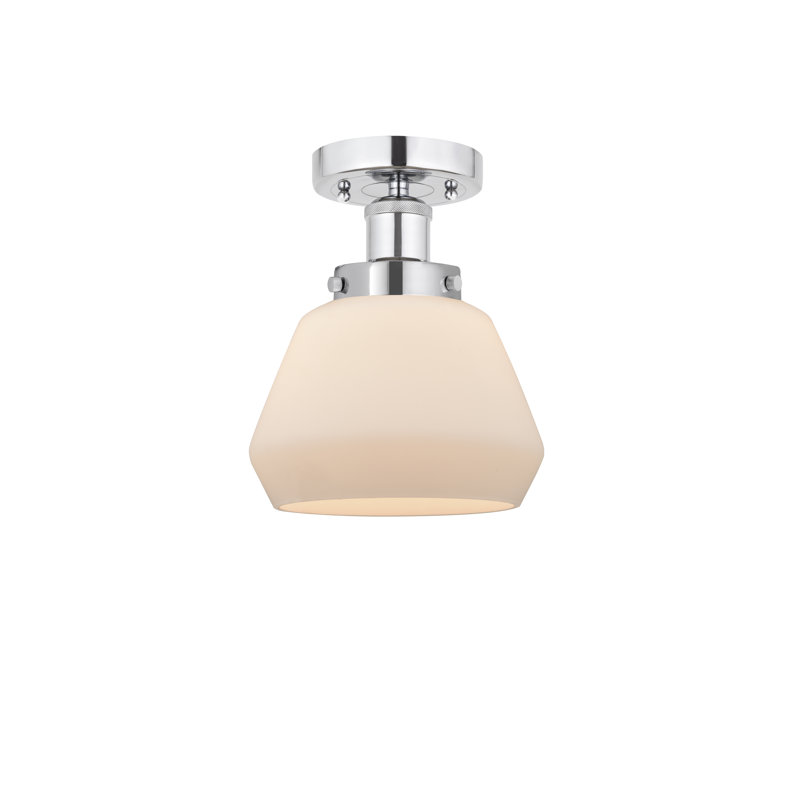 Plafonnier semi-encastré en verre Cahn, Blanc mat, Chrome poli