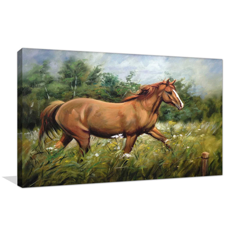 Painted Horse - reproduction sur toile tendue, H 24 po x l 40 po x P 1,5 po