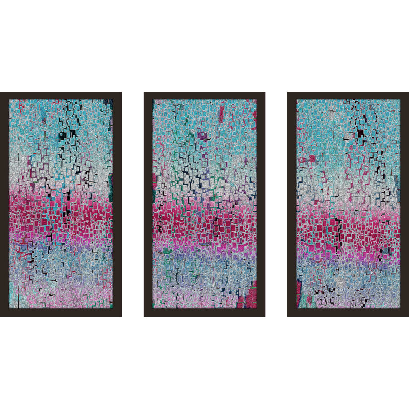 « illusion pb asolo », ensemble de 3 reproductions d’art encadrées, L 52,5 po x H 33,5 po x P 1 po, Cadre espresso