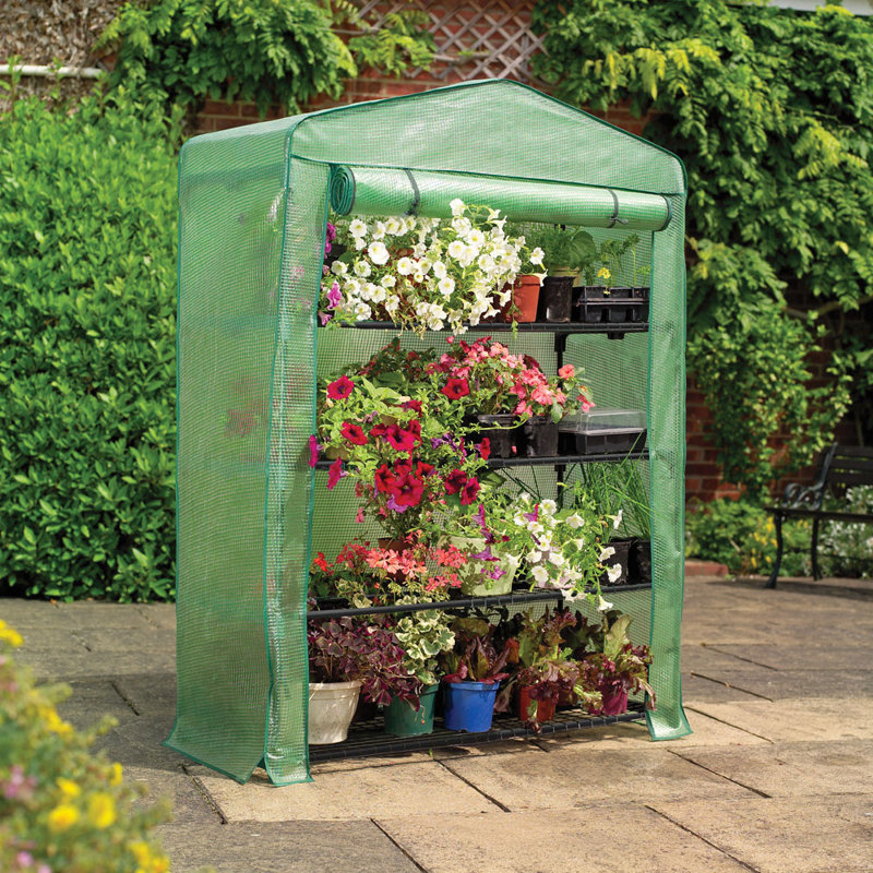 Mini Green Steel 4-Tier Garden Greenhouse