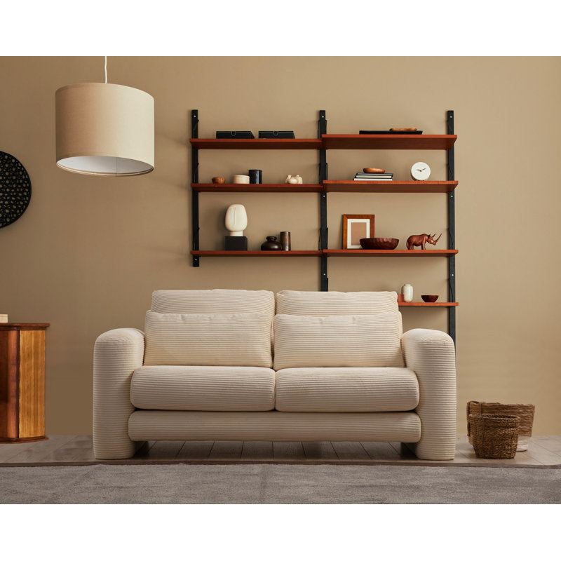 Élégant canapé 2 places, beige, 70,9 x 38,2 x 28,7 pouces | Structure en bois de hêtre durable et en carton, tissu 100% polyester | 28 coussins de dossier et coussins portatifs en mousse | Conception facile à nettoyer et élégante pour les espaces de vie modernes