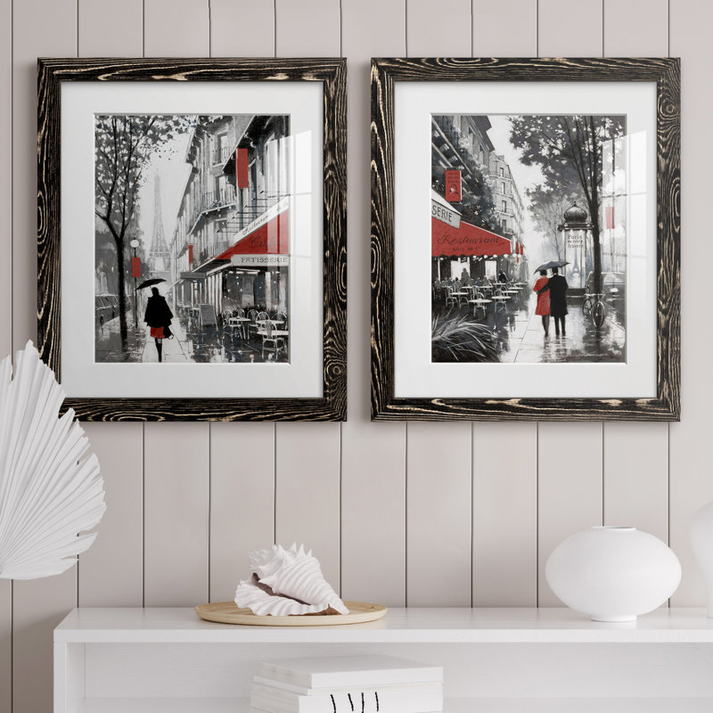 «Rainy Paris I», ensemble de 2 reproductions d'art, H 24 po x l 36 po x P 1,5 po, H 31,5 po x l 47 po x P 1,5 po, Blanc