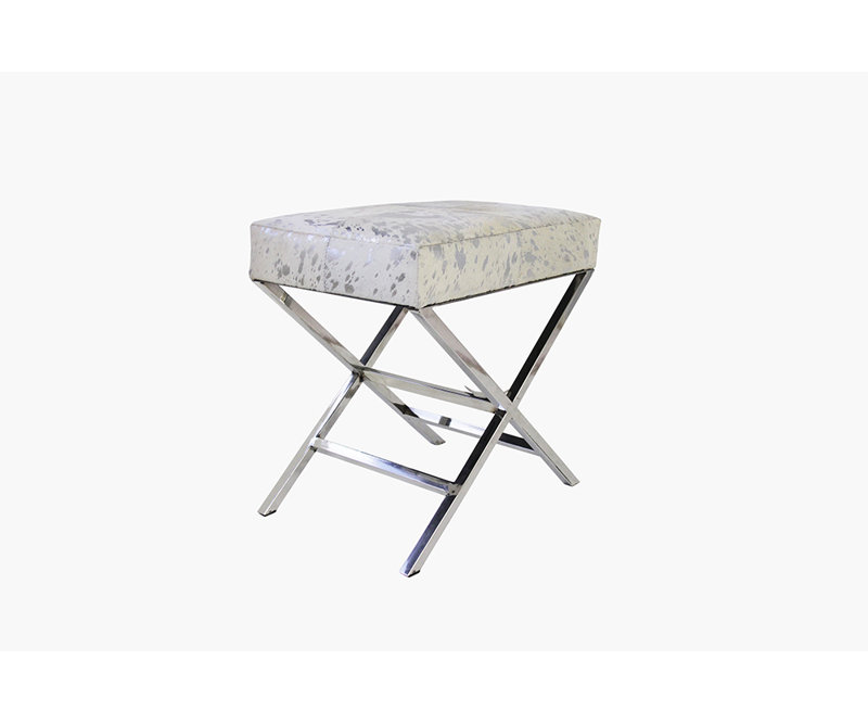 Safari Cowhide & Stainless Steel Stool