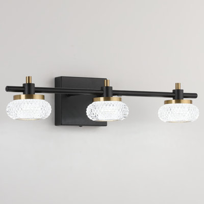 Luminaire de salle de bain à DEL noir avec abat-jour en acrylique transparent, haute transmittance et intensité variable 5500K