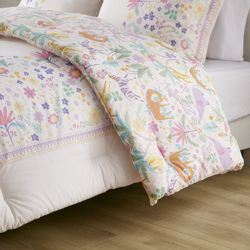 Ensemble de literie en coton mauve à motif floral moderne