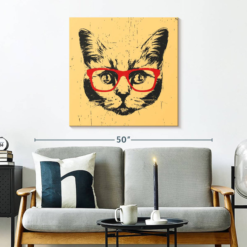 Chat Brampt avec lunettes, H 30 po x l 30 po