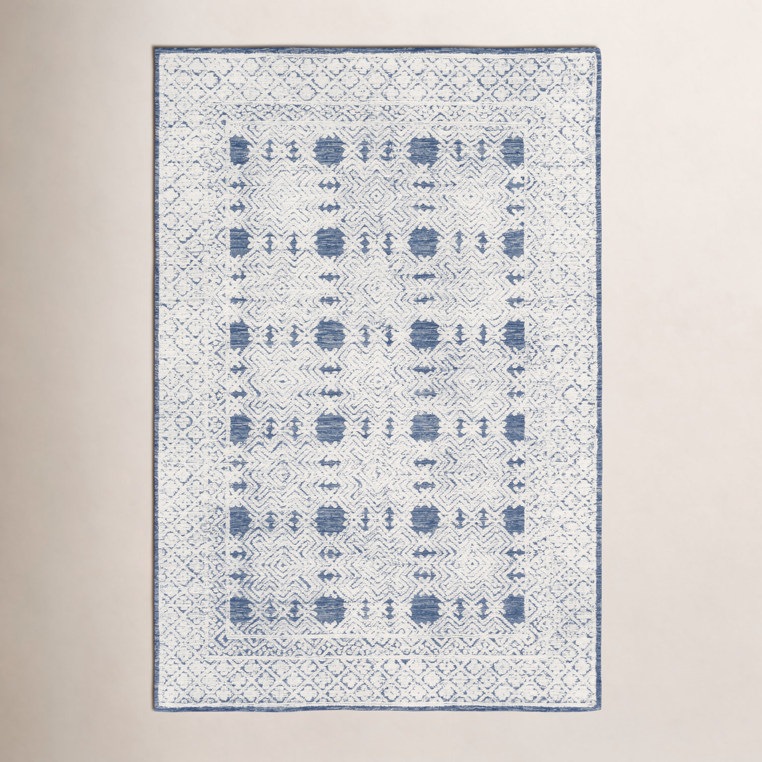Matthew Navy Cream Hand-Tufted Wool Rug, Rectangle 6' x 9'