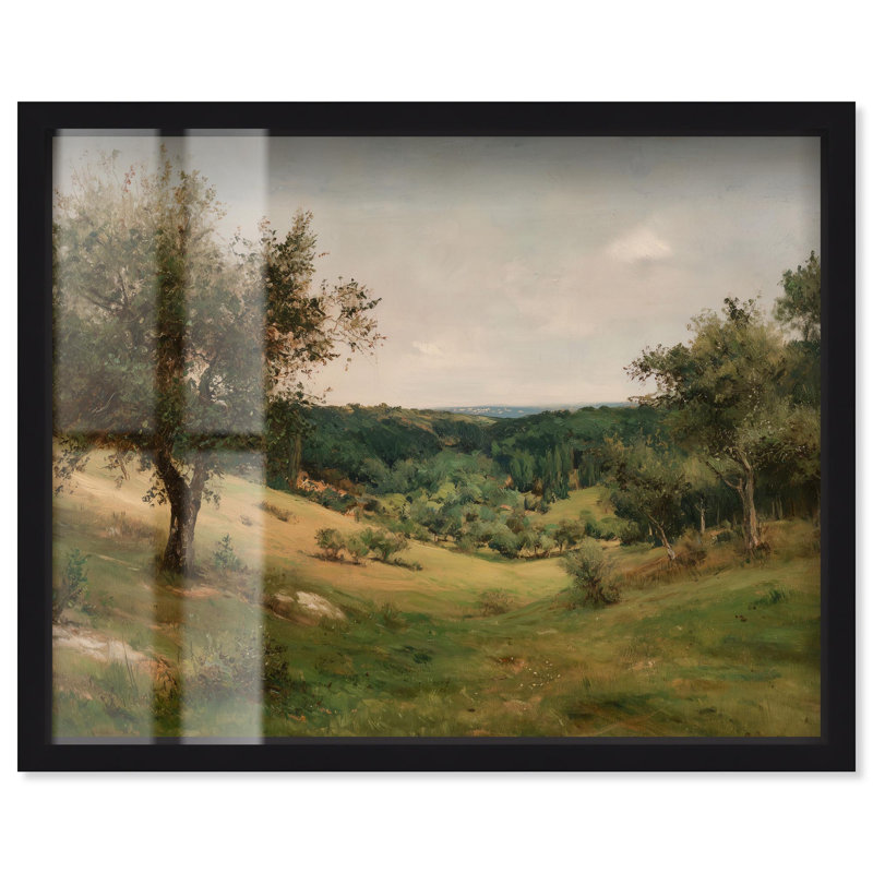 Décoration murale rétro Rolling Green Hills II par Art Remedy, cadre noir, 20 x 16, H 21 po x l 25 po, Cadre noir