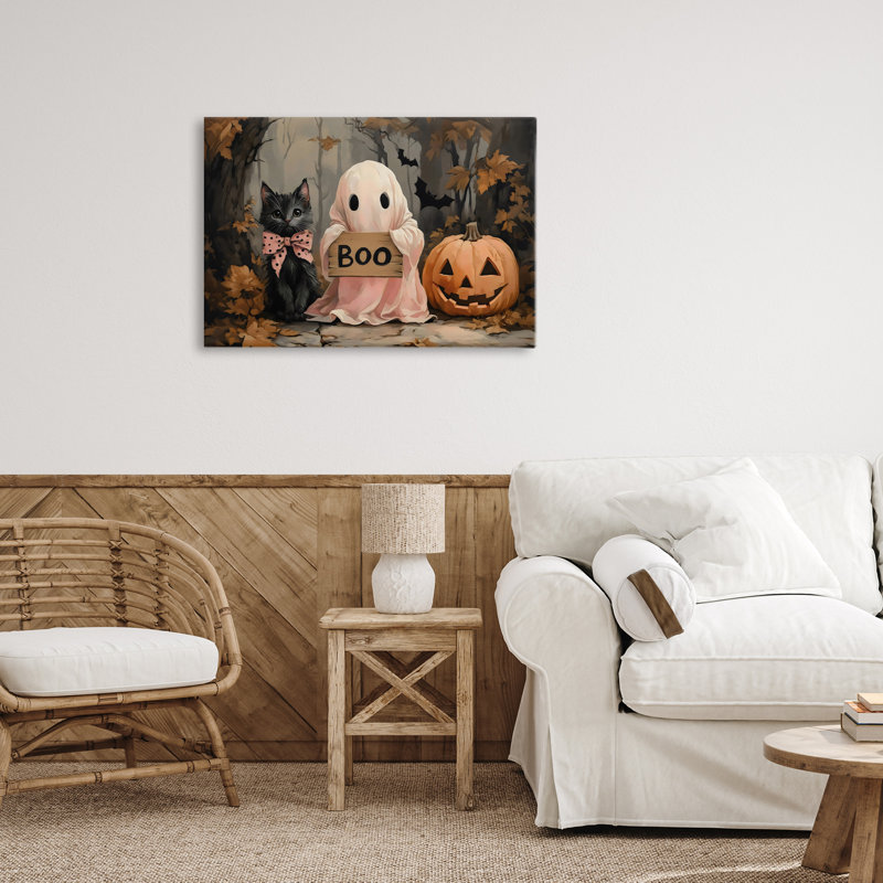 Cute Halloween Boo Portrait Canvas, design by Arlington Prints, 16" H x 24" W