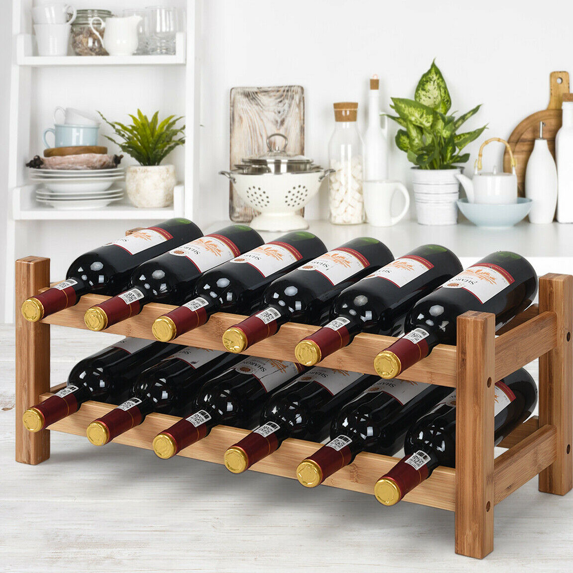 Latitude Run® Tobia 12 Bottle Solid Wood Tabletop Wine Bottle Rack ...