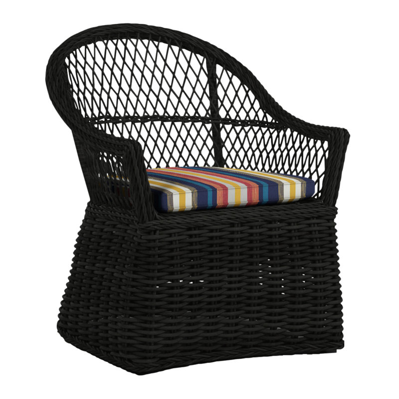 Soho Woven N-Dura Resin Wicker Outdoor Arm Chair, Black, Welt, Tweed Toffee