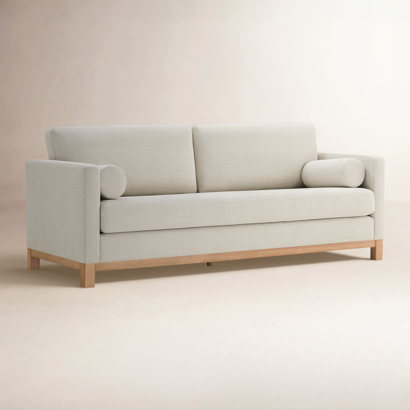 Clyve Ilene 84" Upholstered Sofa, Effie Linen Performance Basketweave