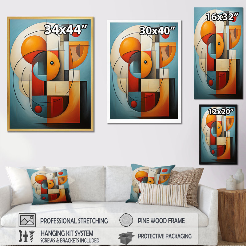 «Ilianny Cubism Geometric Form II», reproduction sur toile, H 40 po x l 30 po x P 1,5 po, Toile tendue