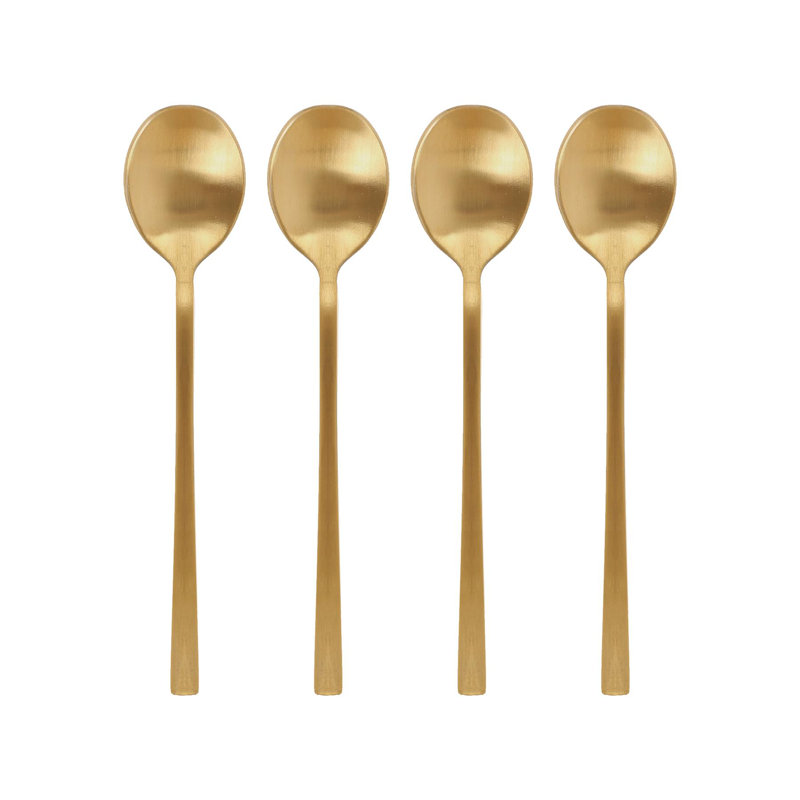 Stainless Steel Teaspoons - 14.5cm - Pack of 4, Gold