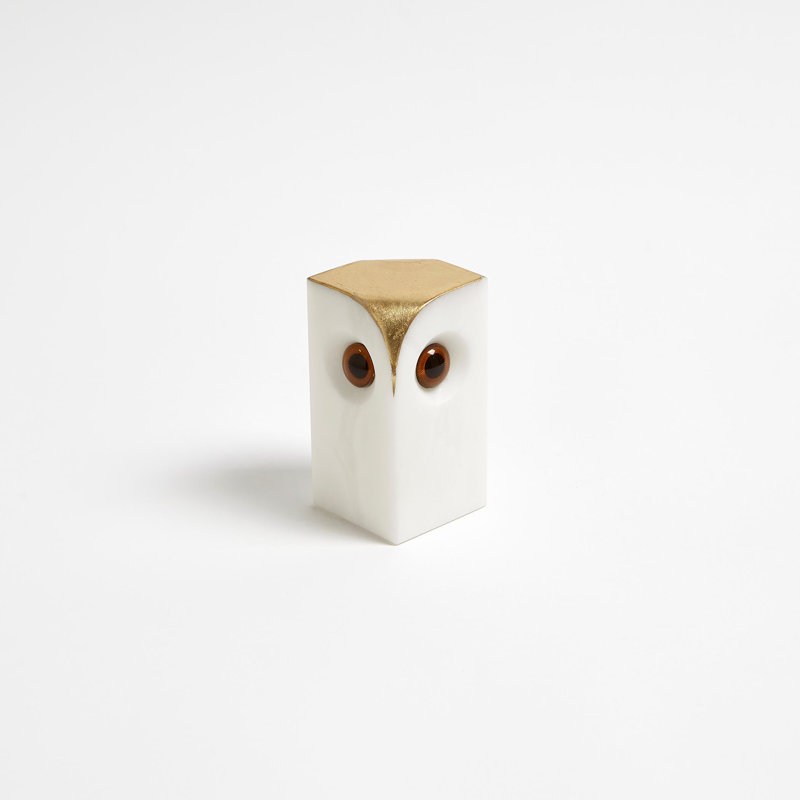 Alabaster Owl-Lg, 4" H x 2" W x 2" D