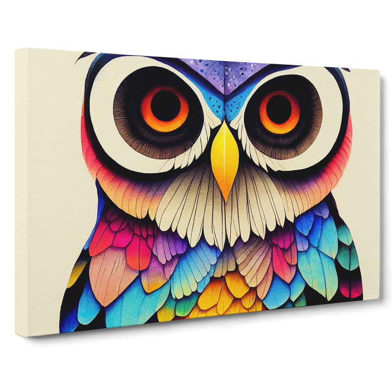 Colourful Owl Vol.2 - Wrapped Canvas, 35cm H x 50cm W x 3cm D