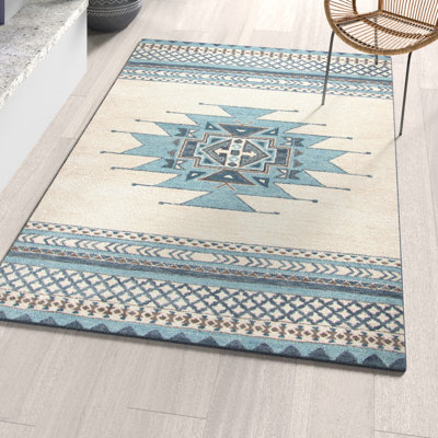 Mediouna tapis touffeté à la main aqua