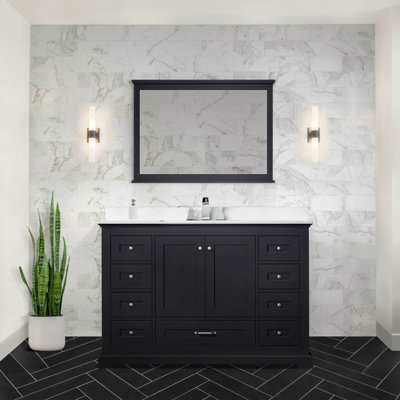 Meuble-lavabo double 48 po X P 22 po D, avec plateau en marbre de culture