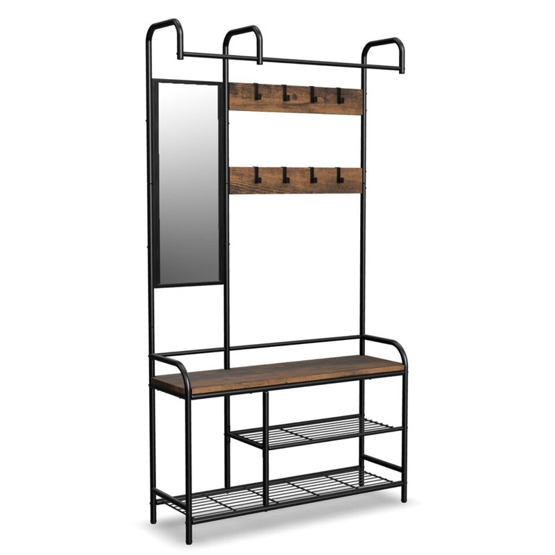 Affaan 100cm Clothing Rack, Black/Rustic Oak