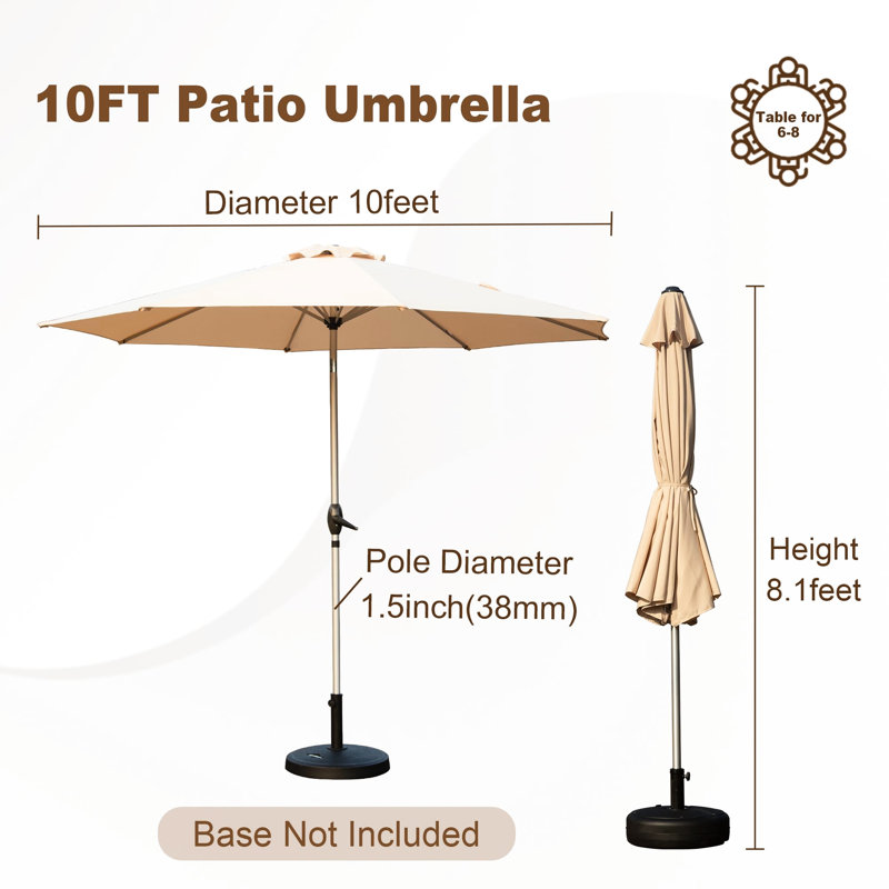 Parasol de cour arrière 10 pi - Design beige