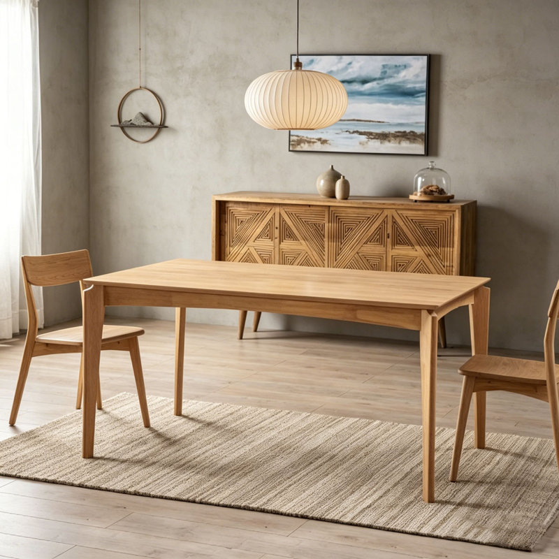Table de salle à manger en bois d'hévéa