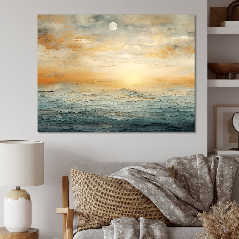 " Minimalism Coastal Storm Impression ", Silver Picture Framed, 24" H x 32" W x 1" D