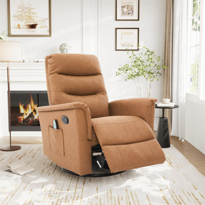 Fauteuil inclinable manuel avec fauteuil à bascule et fauteuil pivotant et inclinable avec fonction de massage à 8 points et dossier réglable pour le salon, la chambre à coucher et la chambre de bébé
