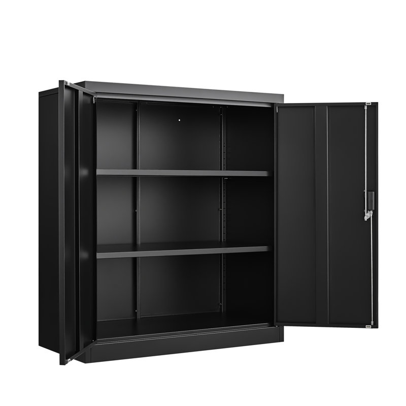 Classeur et casier de rangement avec serrures à double porte, pour la maison de bureau, acier noir, support à hauteur ajustable peu encombrante, 3 4 tablettes, deux clés de conception 35,97 po, réglage facile, largeur 31,34 po