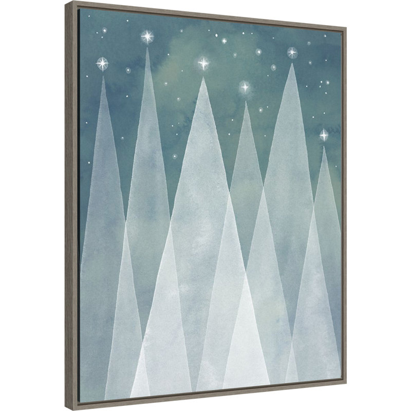 Mod Evergreen Trees Aquarelle Canvas Framed Wall Art