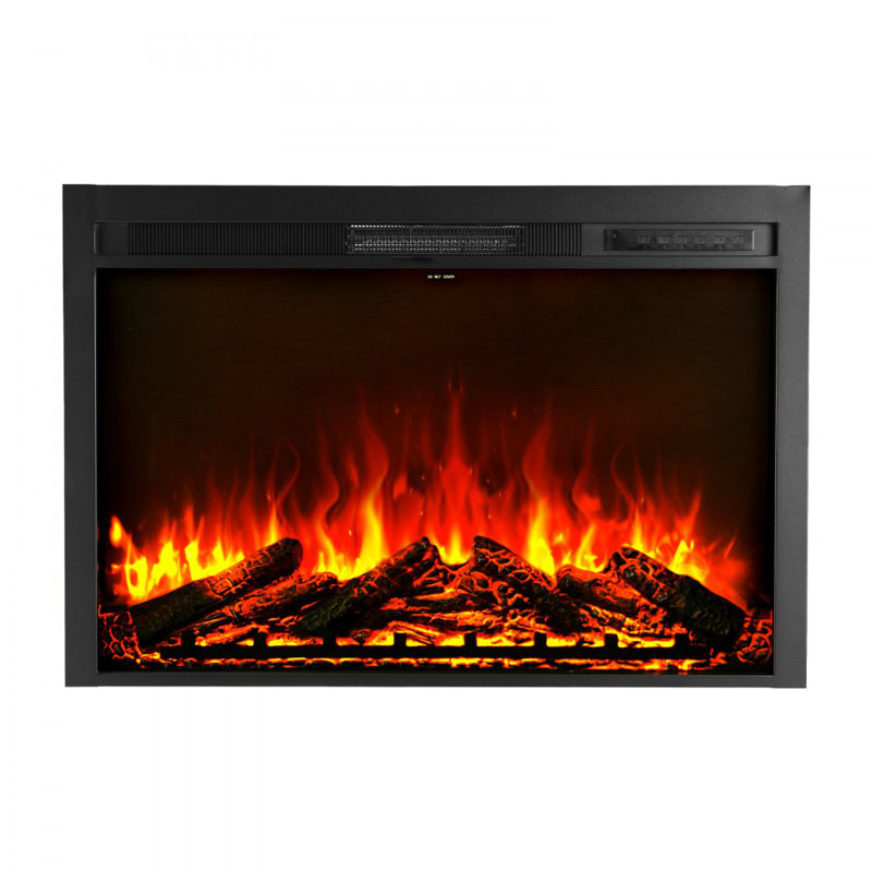 Foyer électrique encastrable de 40 pouces encastré et fixé au mur avec une luminosité de couleur de flamme réglable et une minuterie de 8 heures avec télécommande, chauffage intérieur avec modes de chauffage double 750 W / 1 500 W, noir 5 000 BTU