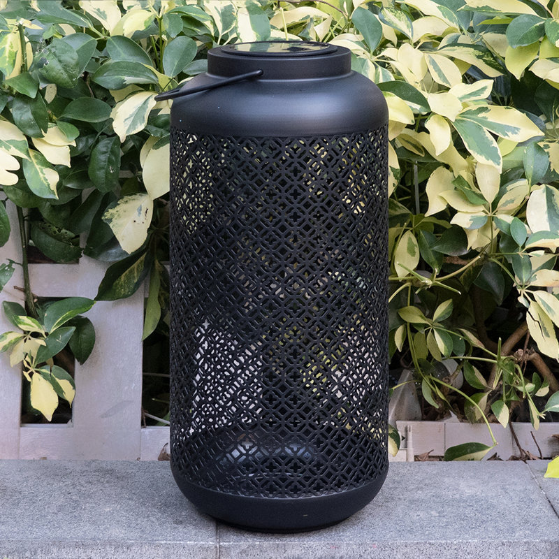 Outdoor Metal Solar Powered Lantern 17"H, Carbon