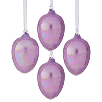 4" Iridescent Glass Egg Ornament 