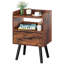 Table de chevet Mid-Century 15,75 po - Structure en bois, tiroir et tablette ouverte-1066980150