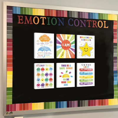 Framed Mental Health Posters,Calming Corner Classroom Canvas Wall Art, Set Of 6 8X10 Kids Emotions Feelings Coping Skills Posters,Positive Affirmations Classroom Counselor Therapy Office Decor