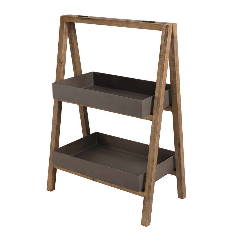 Shakira Solid Wood Shelving Unit, 100cm H x 70cm W x 41cm D, Brown