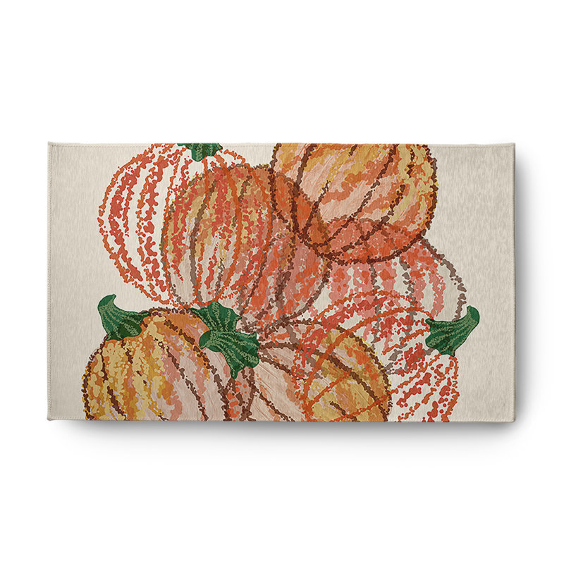 Tapis en chenille à motif citrouille tombant CRHGN751OR17, Rectangle 3 pi x 5 pi