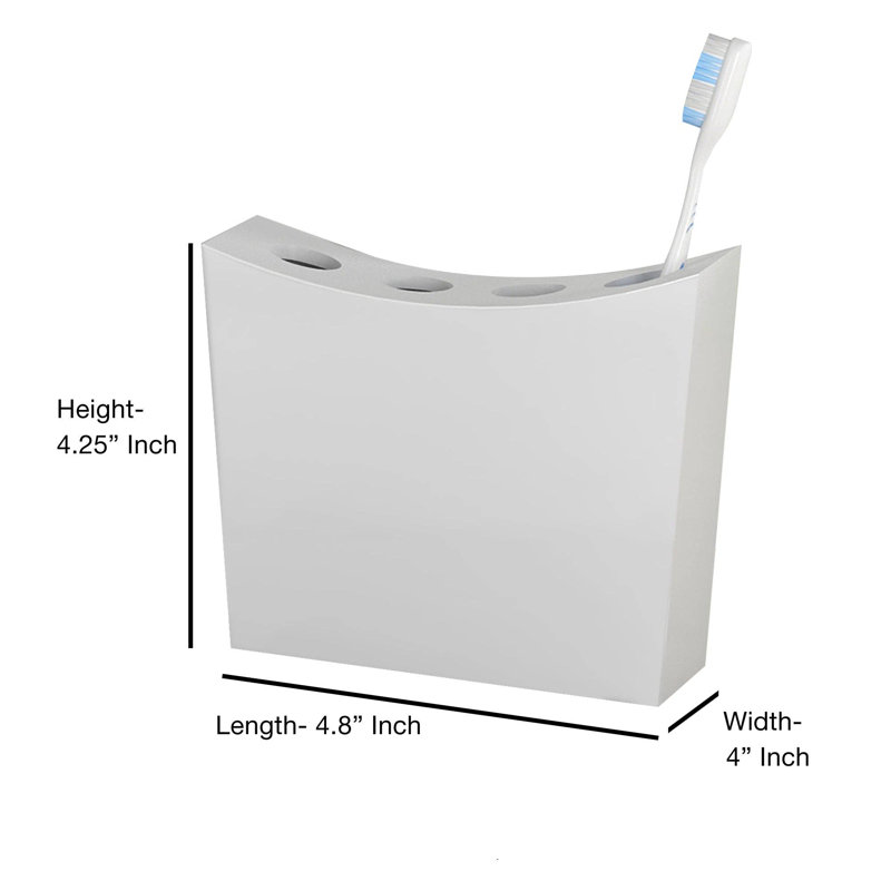 Porte-brosse à dents Oneita | Support compact à fentes multiples pour brosses à dents, rasoirs et accessoires de maquillage | Résine blanche