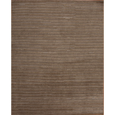 Modern Tibet Hand Knotted Striped Area Rug in Brown