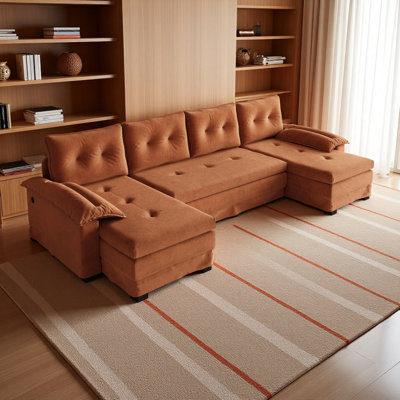 Canapé-lit 109,5 po en forme de U avec lit escamotable, canapé-lit convertible 2 en 1 avec accoudoirs amovibles et ports USB, canapé modulaire surdimensionné