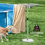 Porte-serviettes de piscine pour l'extérieur, avec base en marbre lesté, hauteur réglable, argent