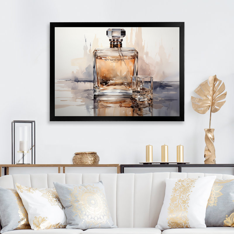 Perfume Vibrant Elegance I, reproduction d'art sur toile, H 24 po x l 32 po x P 1 po, Cadre photo noir