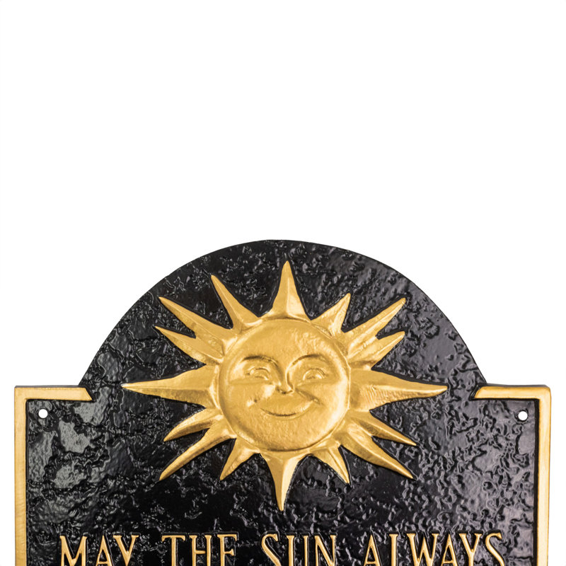 Plaque d'adresse murale sur 4 lignes soleil, Bronze antique/doré, Oui